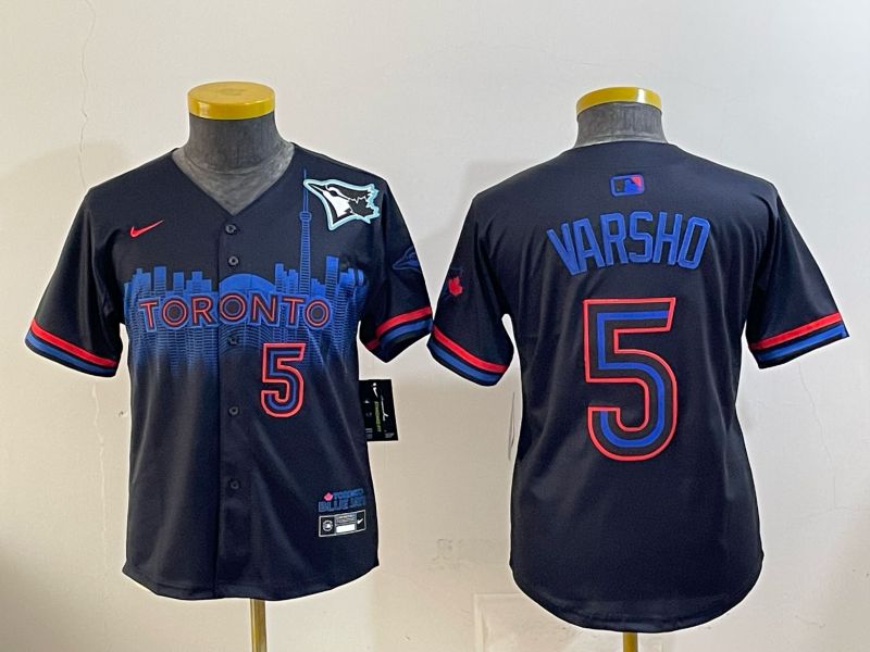 Youth 2025 Nike Toronto Blue Jays #5 Varsho Blue Game MLB Jersey 010